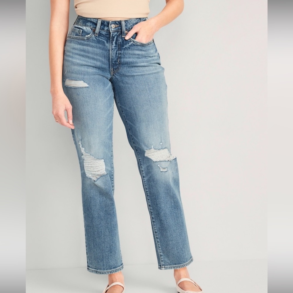 NWT Old Navy High-Waisted OG Loose Ripped Jeans Size 8